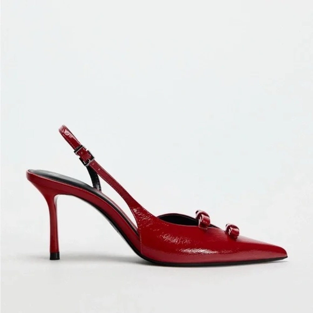 NWT Zara Bow Trimmed Slingbacks